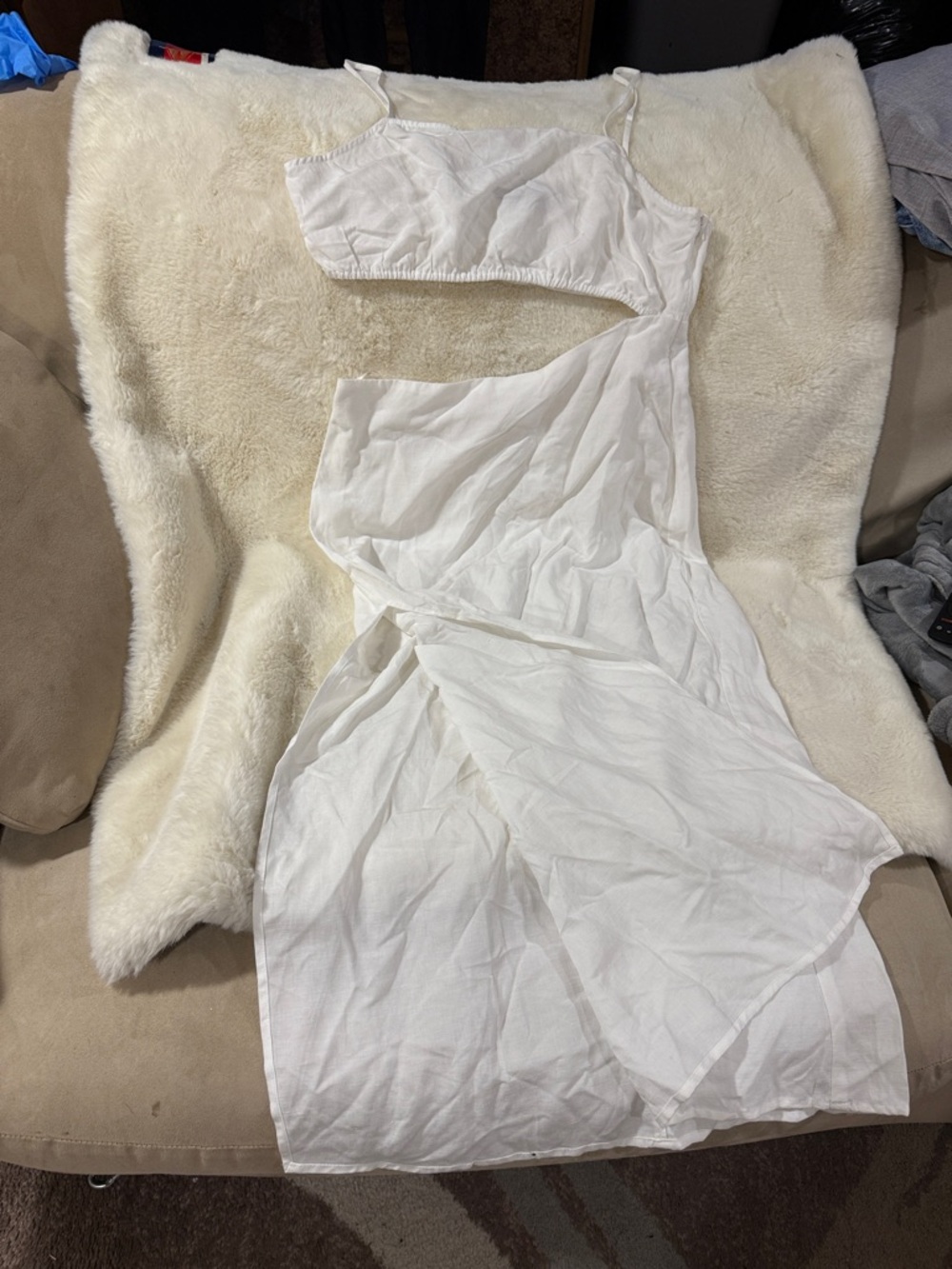 Forever 21 White Asymmetrical Cutout Midi Dress